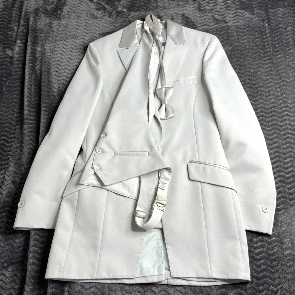 60s VINTAGE After Six Silver Gray Tuxedo Jacket Size 37L